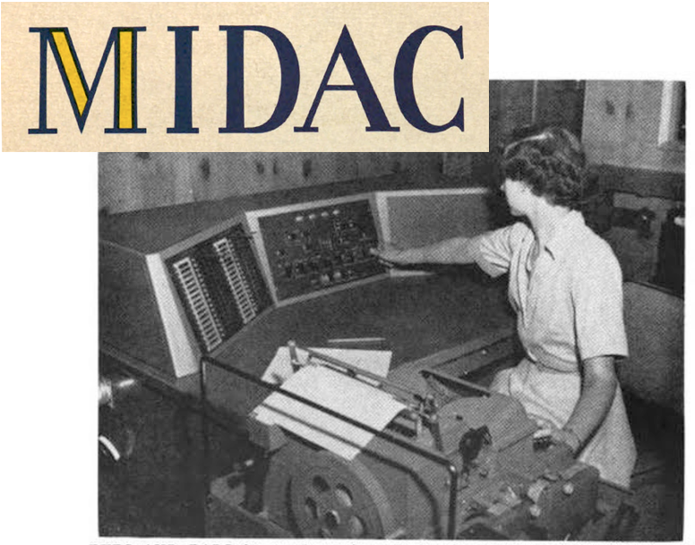 <p><font size="-1"> Eyes and ears for an electronic brain is this control panel of MIDAC, the University’s new digital computer.</p>